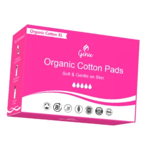 Genie Organic Cotton Sanitary Pads | XL | 24 Pads | Ultra-Soft & Biodegradable | Rash-Free & Leakage-Free
