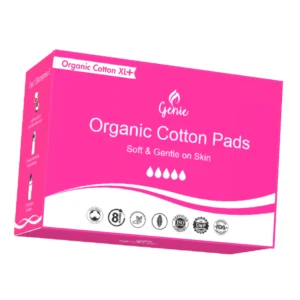 Genie Organic Cotton Sanitary Pads | XL+ | 36 Pads | Ultra-Soft & Biodegradable | Rash-Free & Leakage-Free