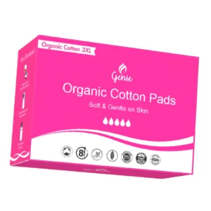 Genie Organic Cotton Sanitary Pads | 3XL Overnight | 28 Pads | Ultra-Soft & Biodegradable | Rash-Free & Leakage-Free